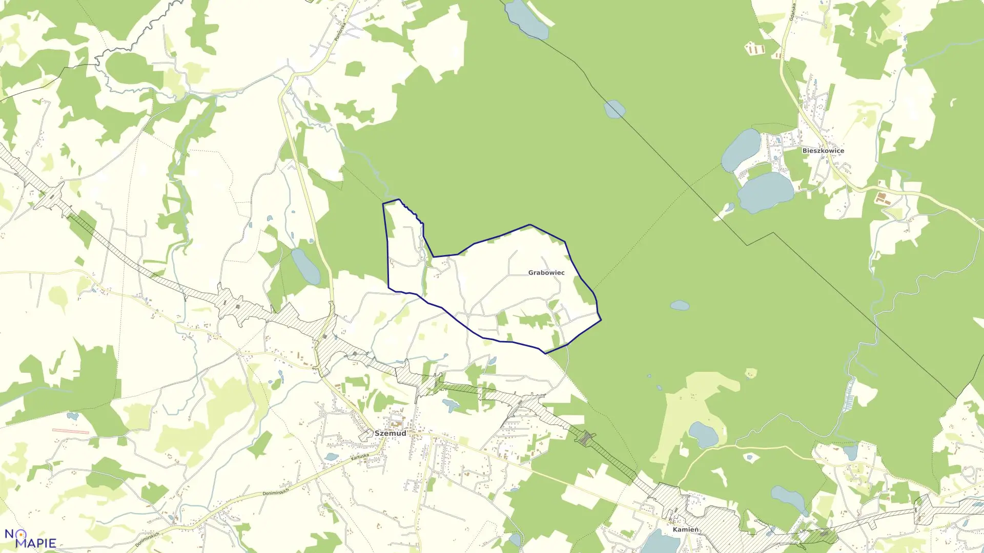 Mapa obrębu Grabowiec w gminie Szemud