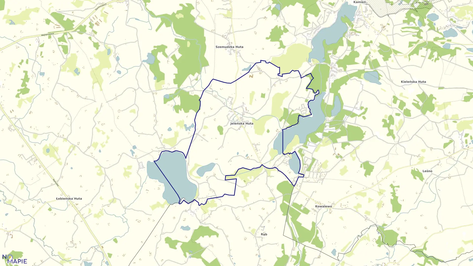 Mapa obrębu Jeleńska Huta w gminie Szemud