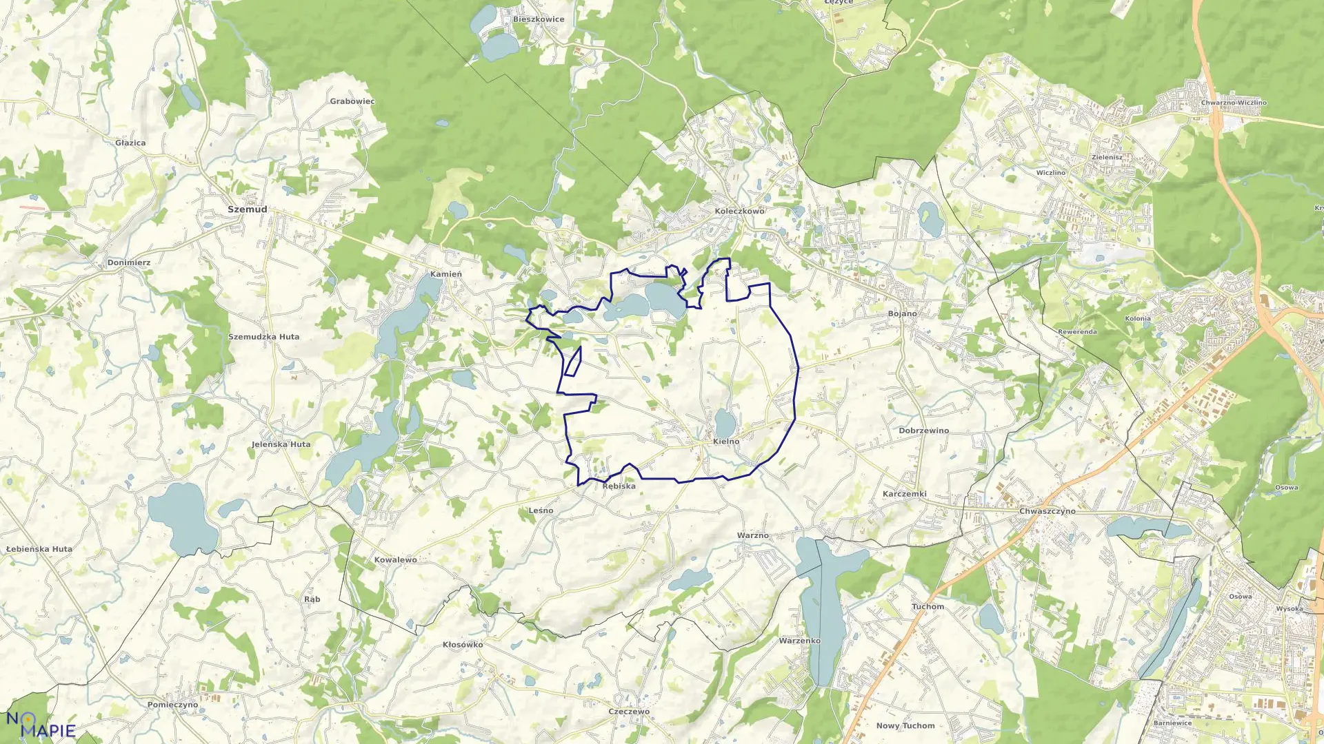 Mapa obrębu Kielno w gminie Szemud