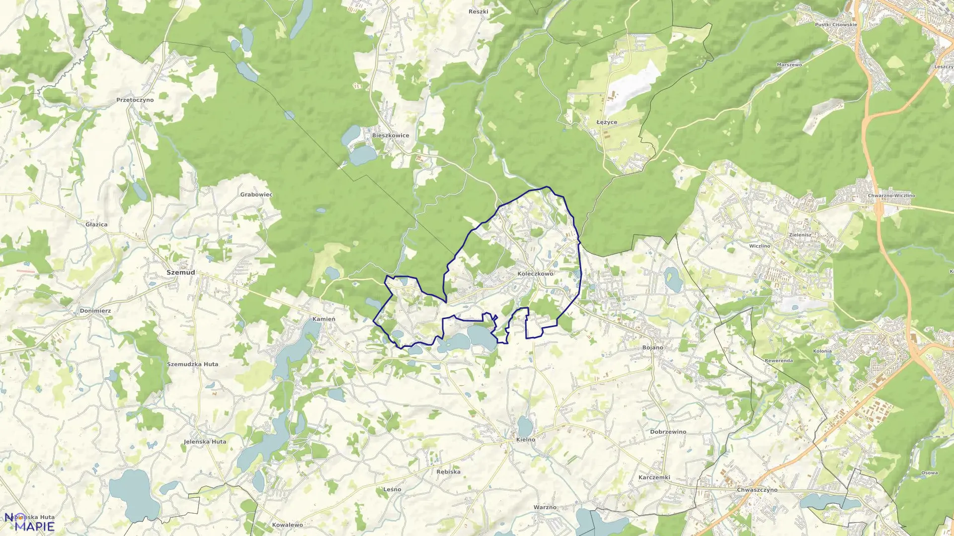 Mapa obrębu Koleczkowo w gminie Szemud