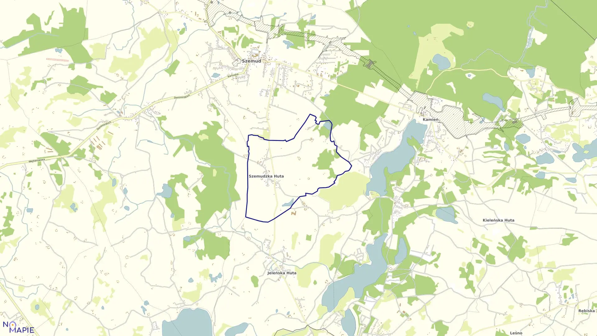 Mapa obrębu Szemudzka Huta w gminie Szemud